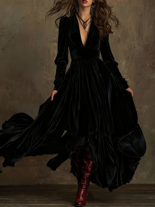 Brown Velvet Maxi Dress