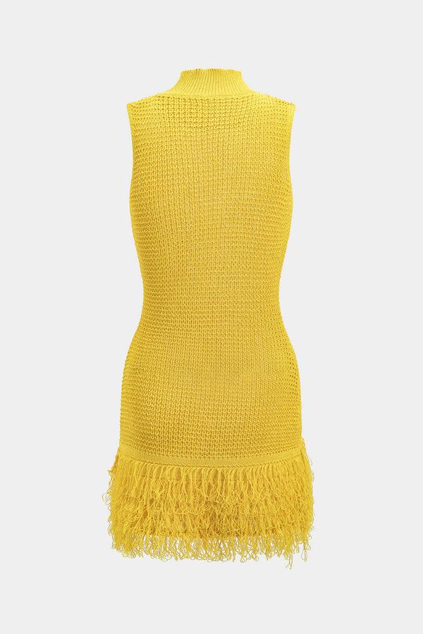 Knit Fringe Sleeveless Dress