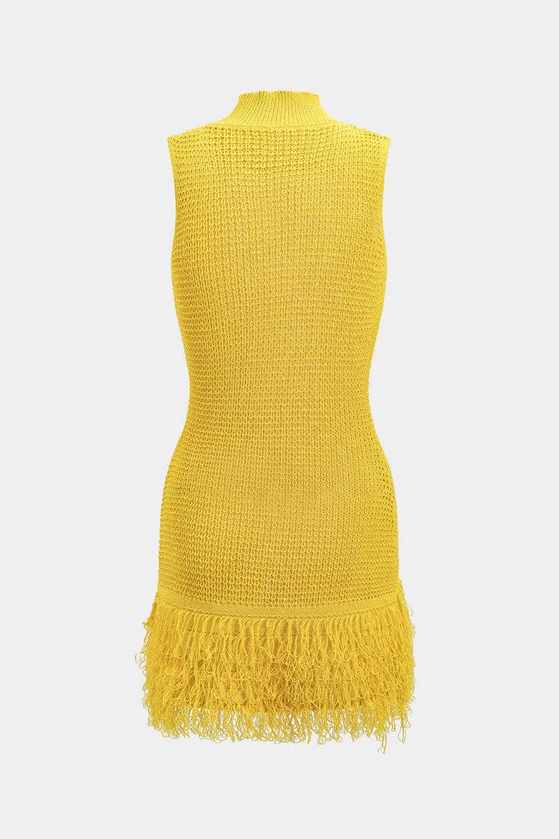 Knit Fringe Sleeveless Dress