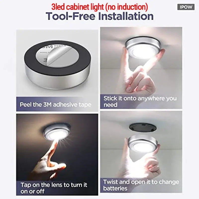 Round Motion Sensor Night Light – Rechargeable Wireless LED Light(1pc)