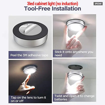 Round Motion Sensor Night Light – Rechargeable Wireless LED Light(1pc)
