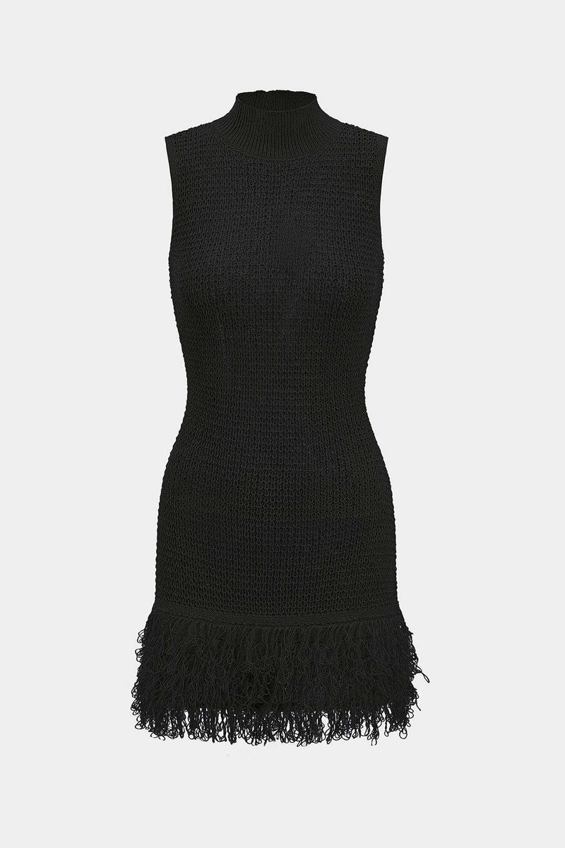 Knit Fringe Sleeveless Dress