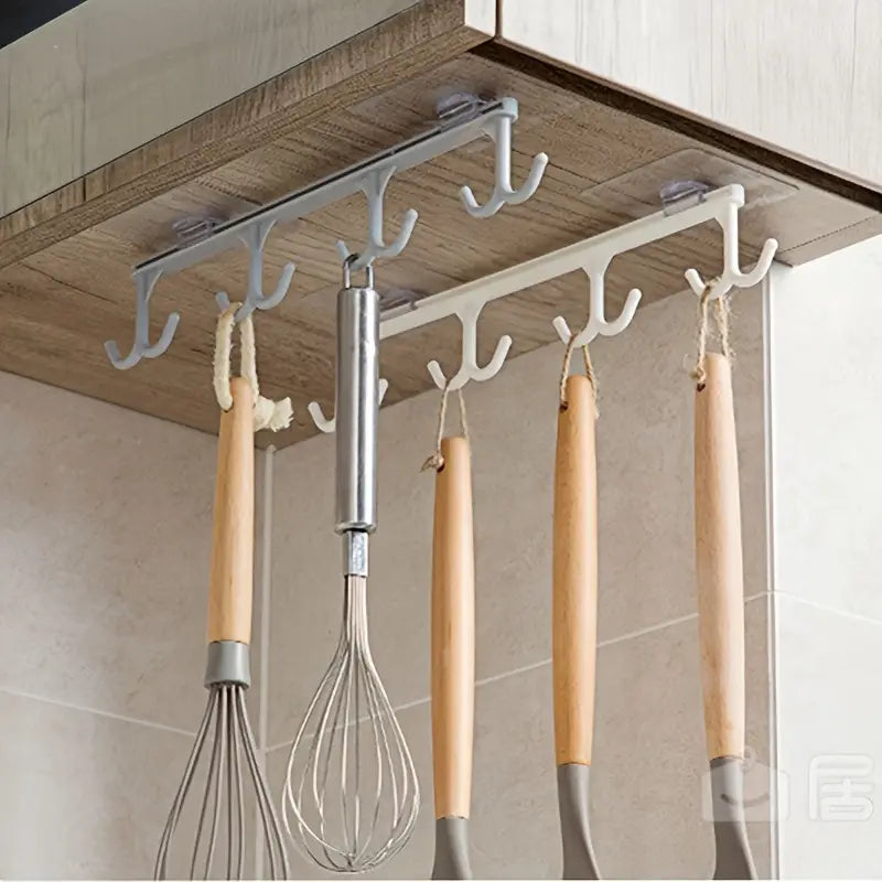 Under Cabinet Plastic Hanging Rack for Utensils