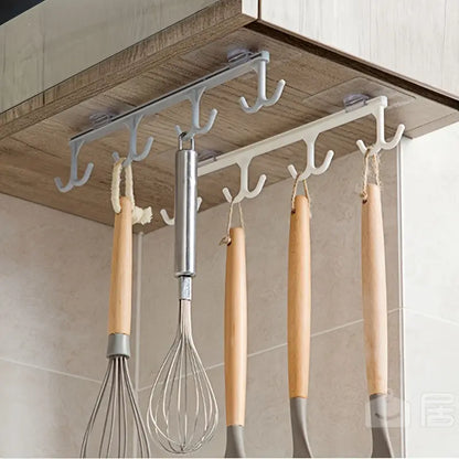Under Cabinet Plastic Hanging Rack for Utensils