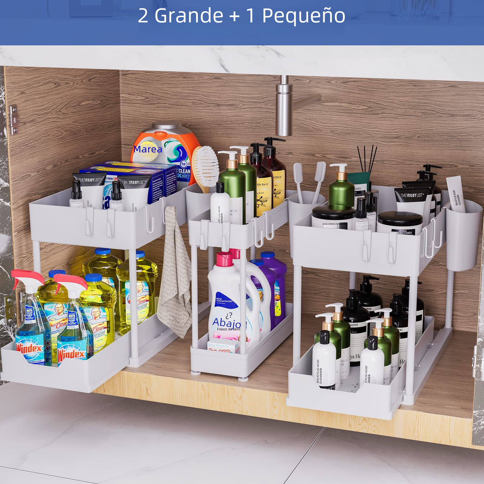 3-Piece Under Sink Storage Rack – Pull-Out Cabinet Organizer