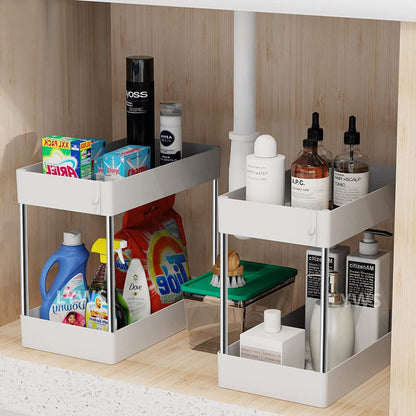 2-Tier Under Sink Storage Organizer – Space-Saving Cabinet Storage Solution