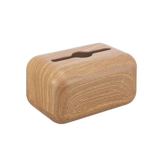Desktop Tissue Box with Elegant Walnut Wood Grain Design