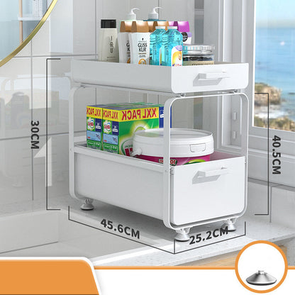 Multifunctional Under Sink Storage Shelf – Carbon Steel Kitchen And Bathroom Organizer