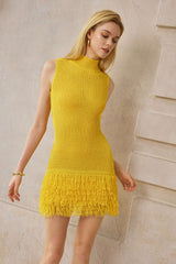 Knit Fringe Sleeveless Dress