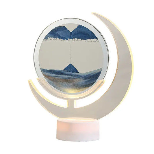 Moving Sand Art Table Lamp – 3D Moon LED Night Light with Remote Control