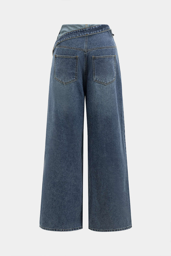 Denim Asymmetrical High Waist Jeans