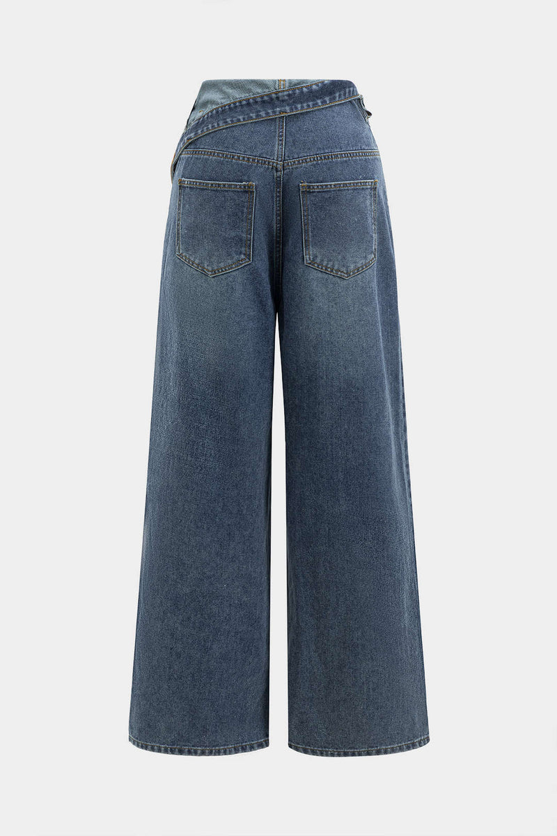 Denim Asymmetrical High Waist Jeans