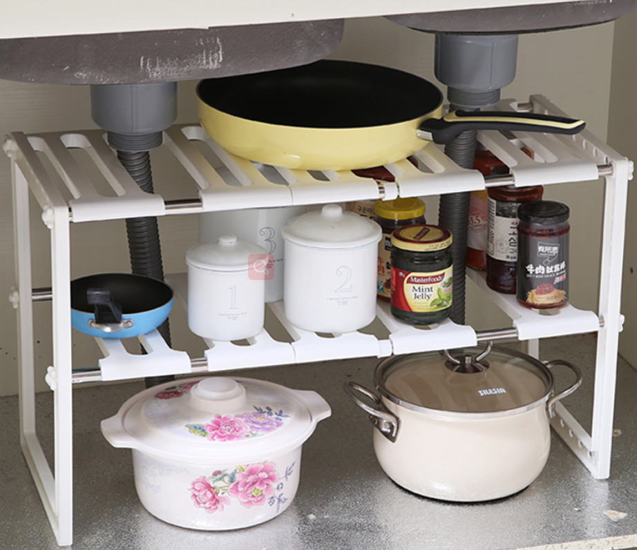Adjustable 2-Tier Under Sink Organizer – Maximize Hidden Storage Space