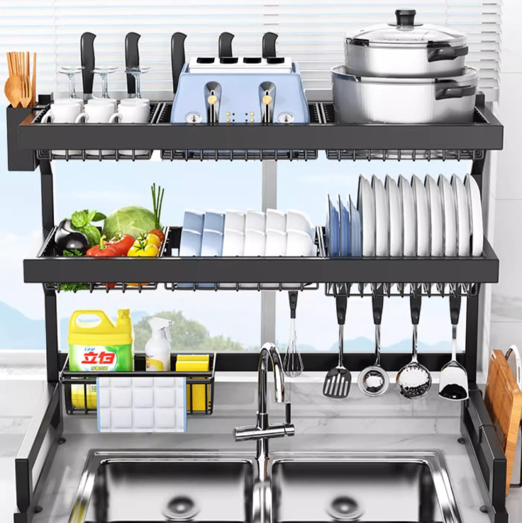 Retractable Sink Dish Drying Rack – Adjustable Over Sink Kitchen Organizer