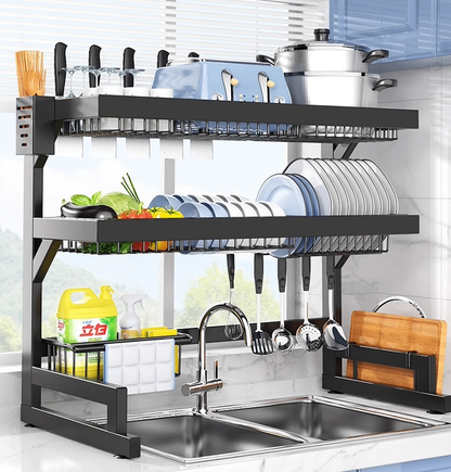 Retractable Sink Dish Drying Rack – Adjustable Over Sink Kitchen Organizer