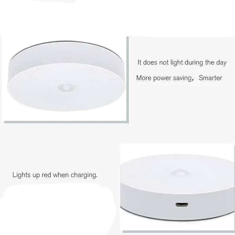 Round Motion Sensor Night Light – Rechargeable Wireless LED Light(1pc)