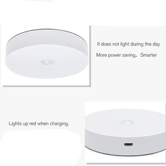 Round Motion Sensor Night Light – Rechargeable Wireless LED Light(1pc)