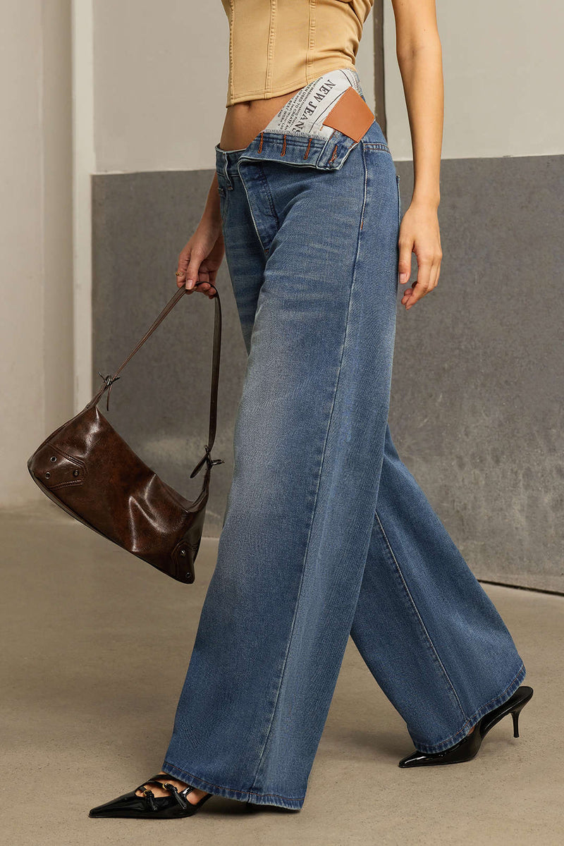 Denim Asymmetrical High Waist Jeans